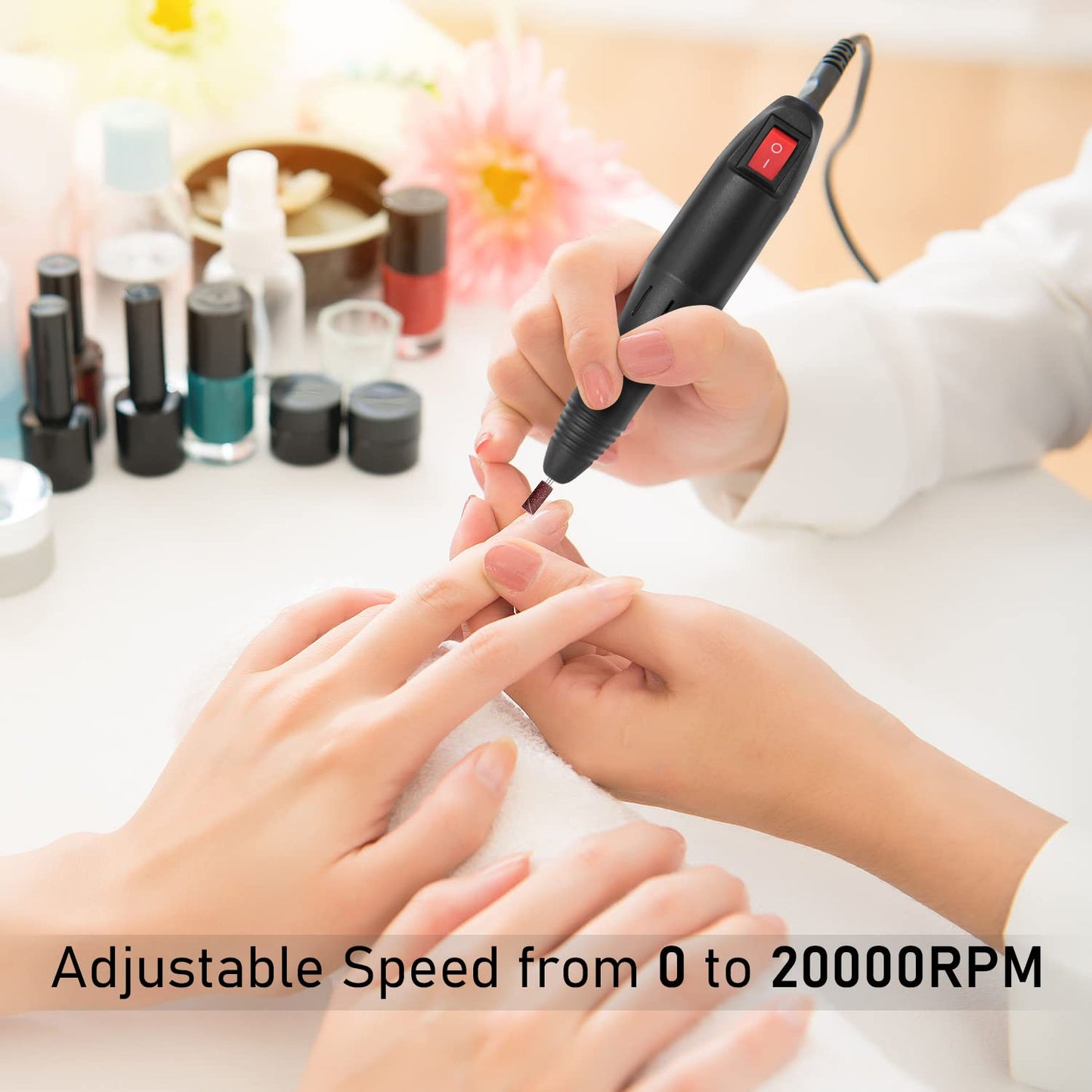 Professional Manicure Filer Kit Nail Polish Machine Set with 6 Acrylic Gel Remover and 7Pcs Nail Drill Bits (Gray)